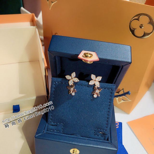 Louis Vuitton純銀飾品 路易威登鋯石925銀耳飾耳環 LV四葉雙花耳釘  zglv1873